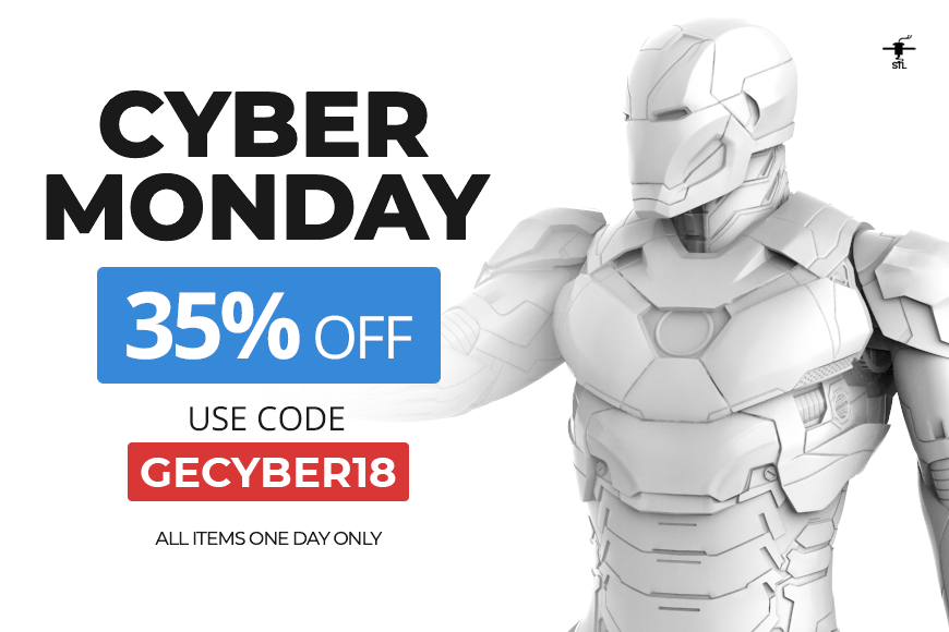 Cyber Monday Gambody sale: 35% off 3D models. Promo code GECYBER18. One day only!