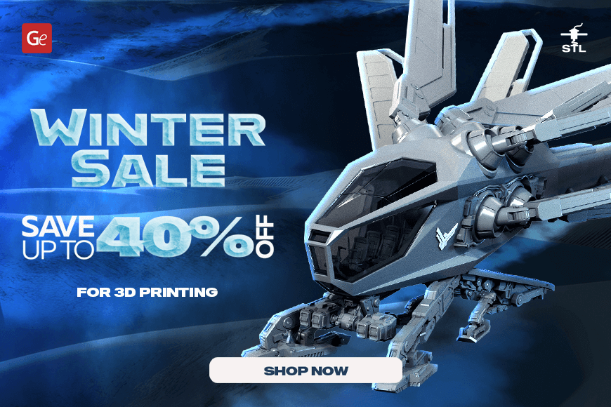 Winter Sale 2024: Up to 40% off 3D models for printing. Futuristic craft design. Shop now!
