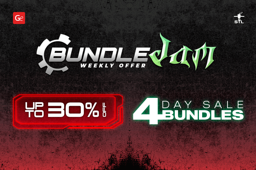 'Bundle Jam: Weekly offer with up to 30% off on 3D model bundles for 4-day sale.'