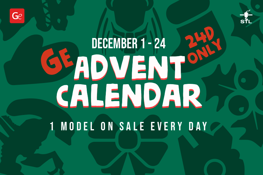 GE Advent Calendar: 3D model sale Dec 1-24. One model on sale each day.