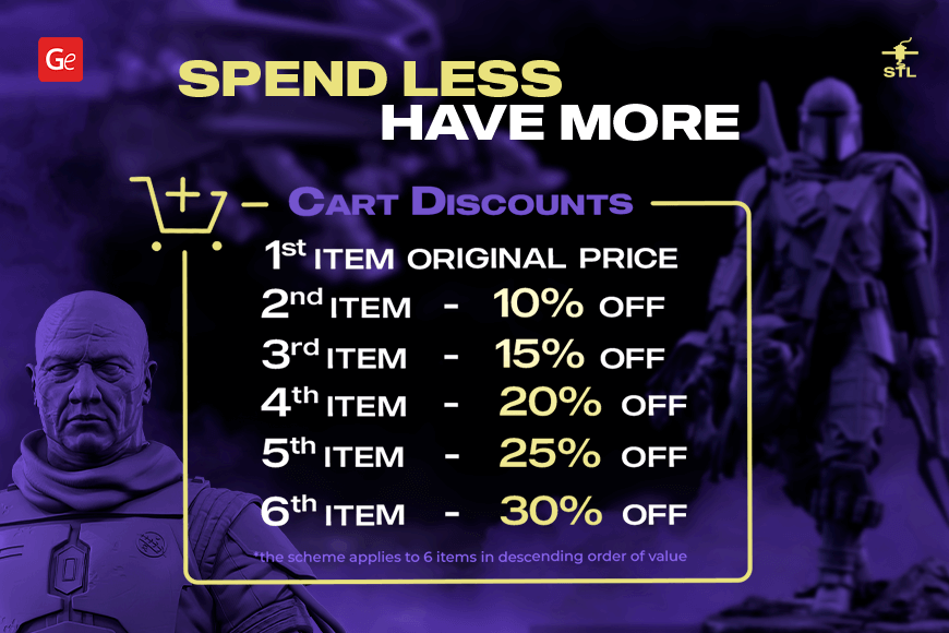 'Spend less, have more: 3D model discounts up to 30% for multiple items in your cart. Promo offer!'