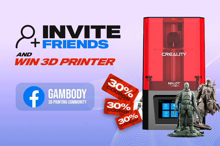 Invite friends for a chance to win a Creality 3D printer and get 30% off coupons for 3D models.