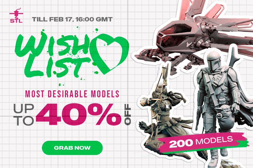 Valentine's Day 2022 promo: Up to 40% off on 200 3D models from games, comics, and movies. Grab now!
