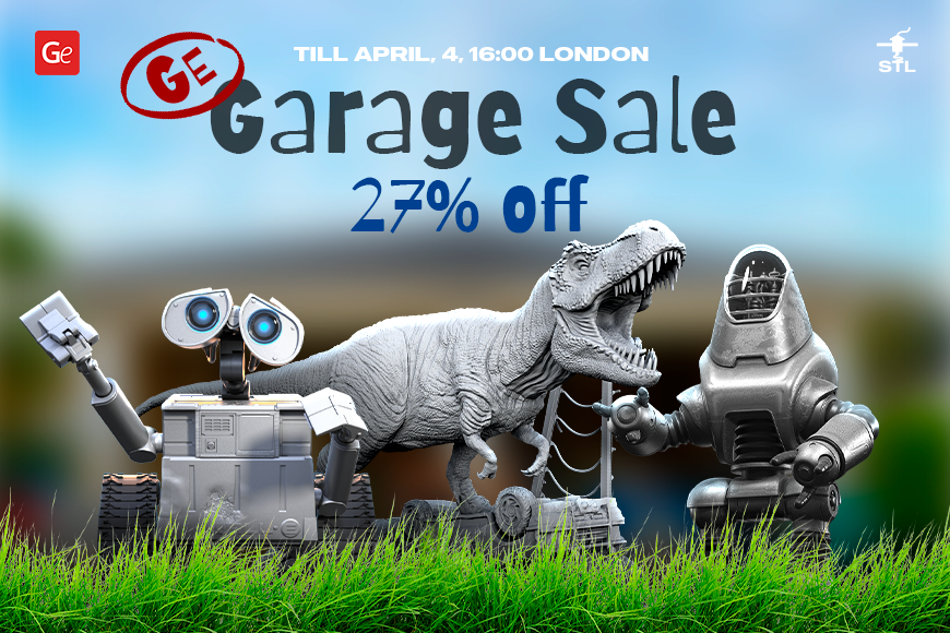 Gambody Garage Sale: 27% off 3D printing models of robots and dinosaurs. Ends April 4, 16:00 London.