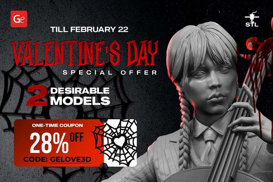 Valentine's Day 2023 sale: 28% off 3D models until Feb 22. Use code: GELOVE3D.