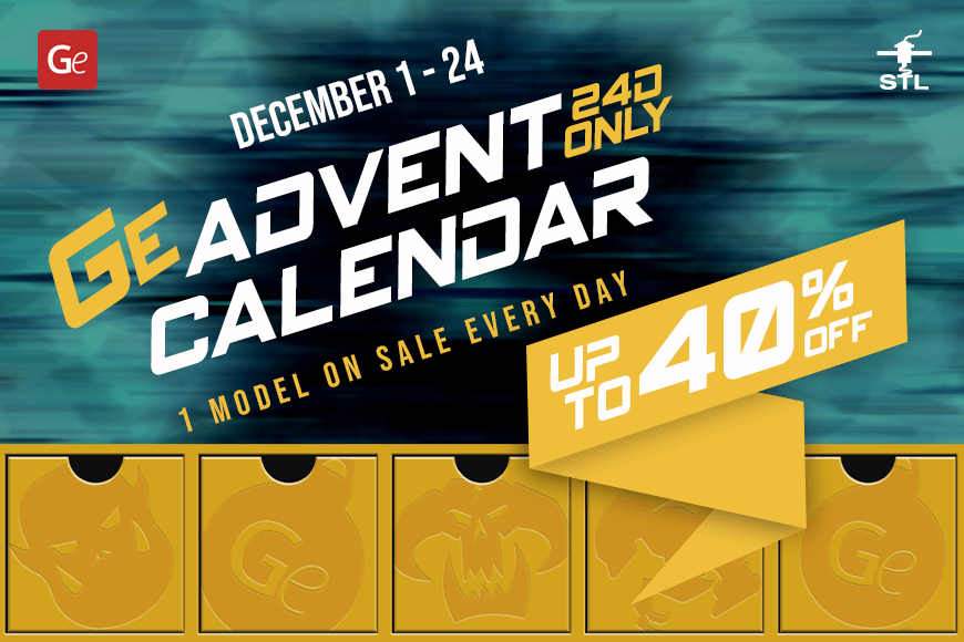Gambody Advent Calendar 2024: Daily 3D model deals, December 1-24, up to 40% off.
