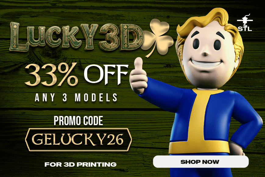 'Get 33% off any 3 models in the Lucky Sale with Gambody. Use promo code GELUCKY26 for 3D printing.'