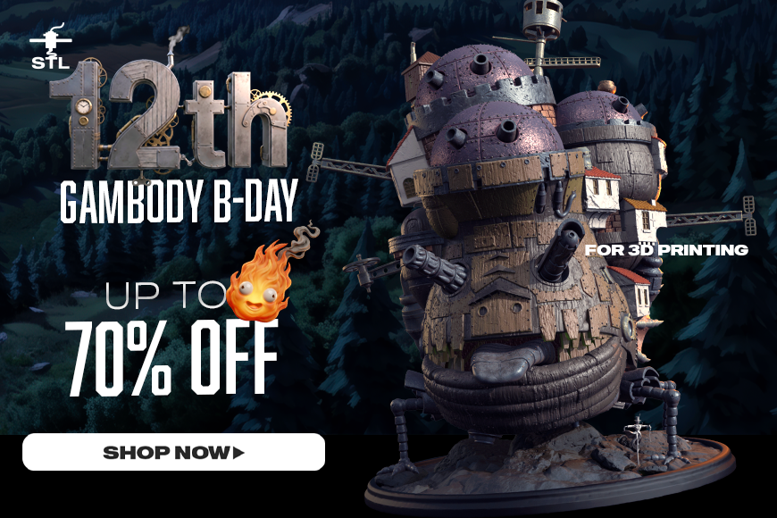 Gambody 12th Birthday: Up to 70% off on 3D printing models. Shop now for exclusive deals!