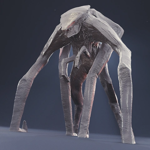 A large, multi-limbed creature with a menacing stance, ready for 3D printing.